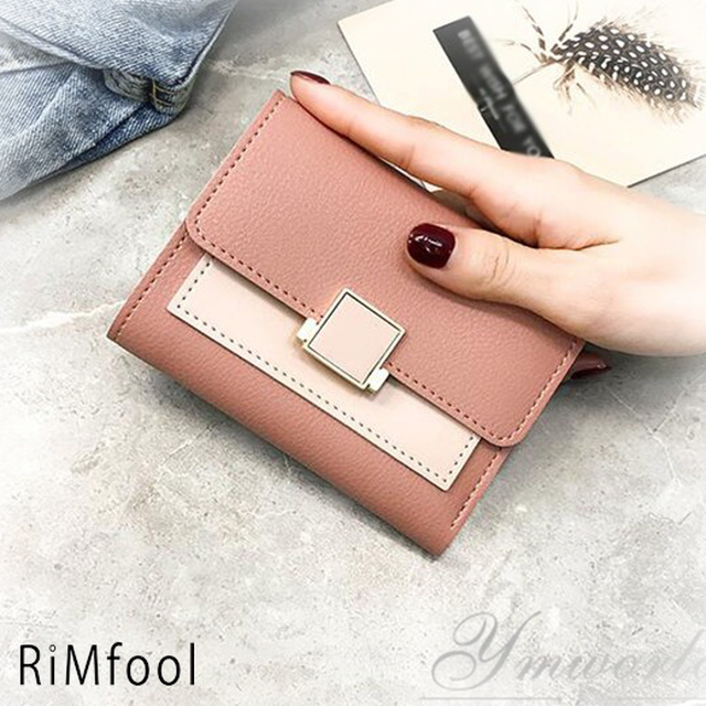 4color 財布 ミニ財布 レディース ミニウォレット 小さい財布 二つ折財布 小銭入れ付き 大容量 コンパクト Rimfool