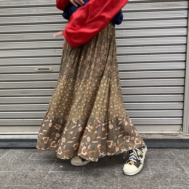 ヒラヒラスカート インド綿 スカート 総柄 古着屋 Slut Albatross Vintage