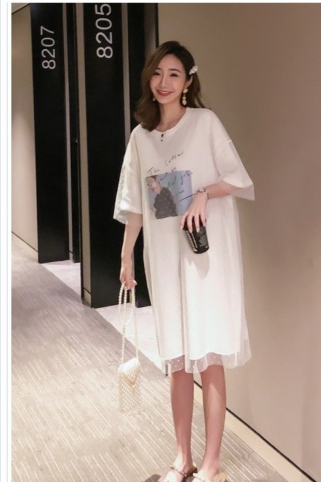 夏物ワンピース Tシャツワンピース 夏物 半袖 体型カバーワンピース ゆったり おしゃれ ドッキング 可愛い スウェットレディース お呼ば Basecamp49