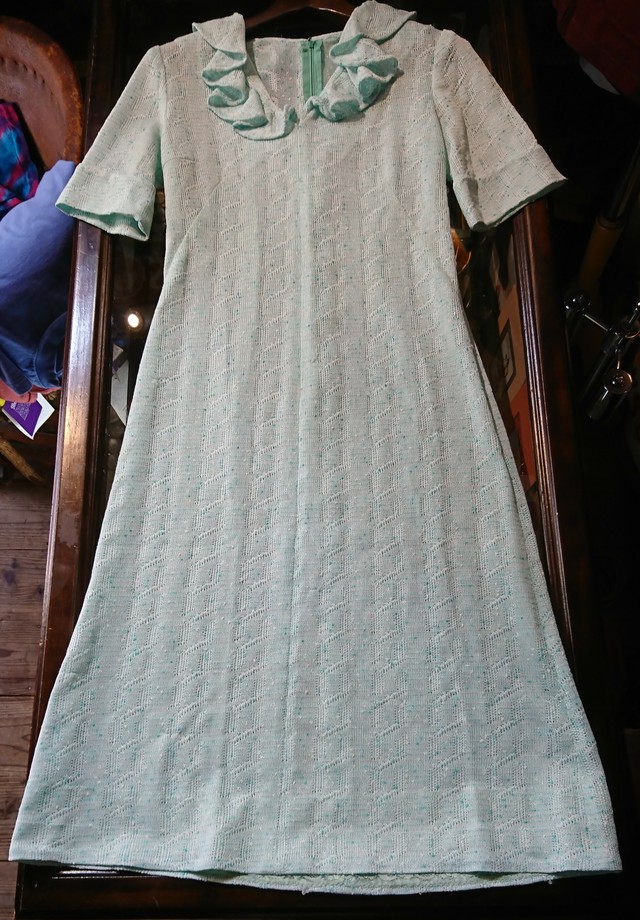 60s Vintage Dress ヴィンテージ ドレス ワンピース ジャガード 旅する古着屋
