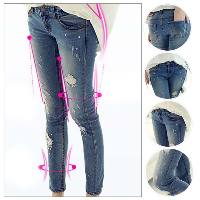 レディース ダメージジーンズ レトロ コーデ デニム パンツ ジーパン スキニー ジーンズ ボトムス Infini Arc En Ciel