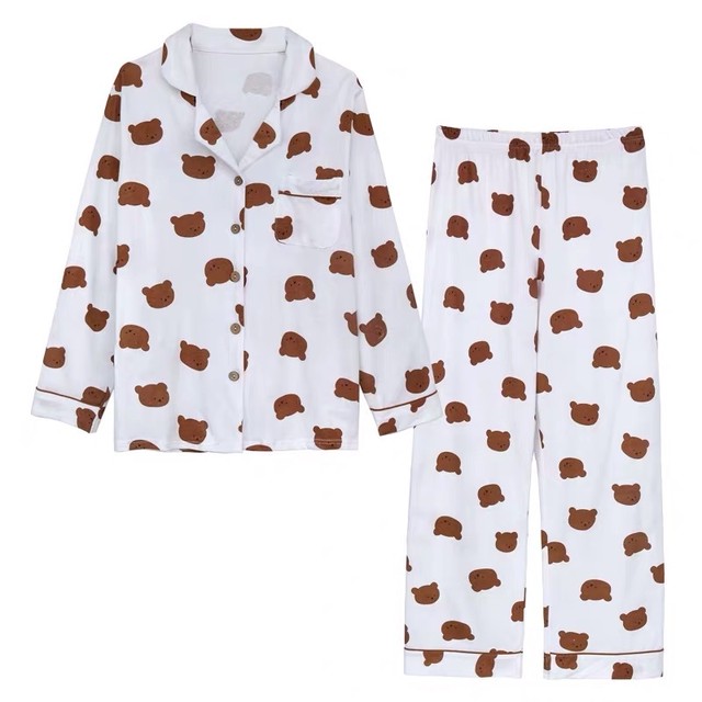 カップル 可愛いクマ柄 秋冬用パジャマ ルームウェア Melissa