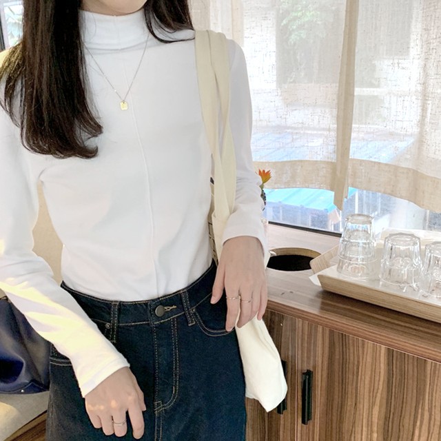 長袖 トップス 重ね着 インナー ウォームトップス タートルネック カットソー レディース 長袖 ハイネック トップス 無地 裏起毛 ネット通販 購入 激安 10代 代 30代 40代 春 夏 秋 冬 Roprot ファッション レディースアパレル販売