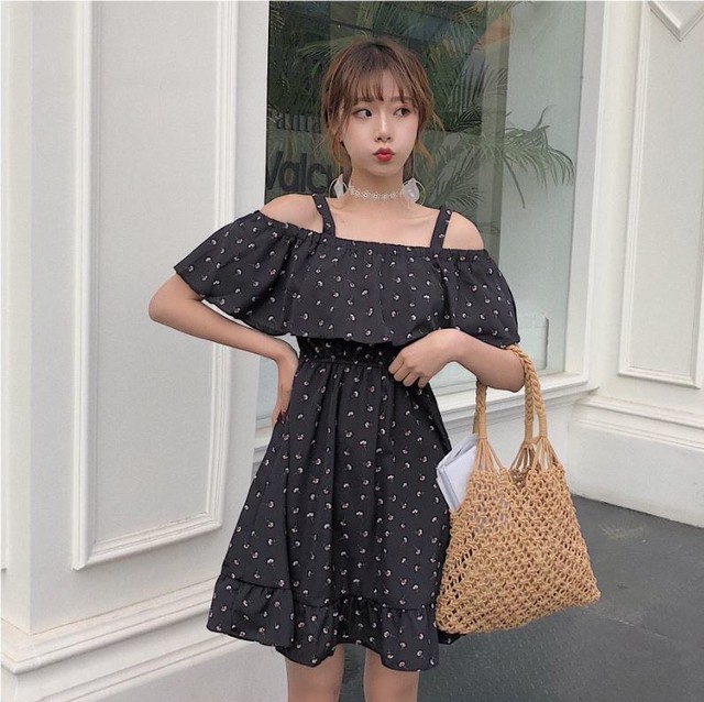 18夏のストラップレス 花柄 シフォン ストラップレス ショートスカート ワンピース 523 Leaflower 001 リーフラワー レディースファッション専門店