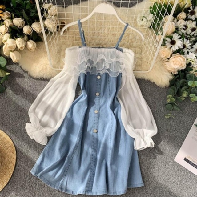 シースルーボーダーｔシャツ キャミソールワンピース Dolly Clock