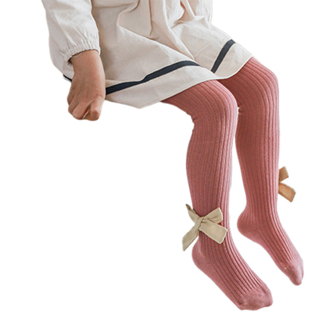 ダブルギャザーリボンソリッド カラーレギンス ワンピース タイツ ストッキング ソックス ソリッドカラー Kids Casiekids