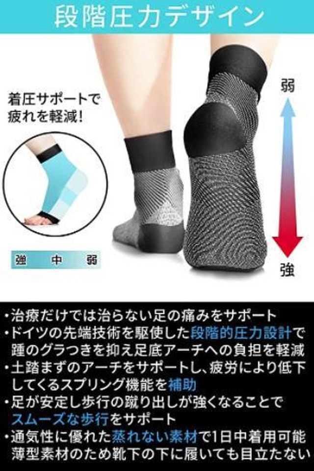 No 2878 L ブラック 足底筋膜炎 足首サポーター アーチサポーター 足サポーター サポーター 捻挫 扁平足 エーユードリーム Next Dream