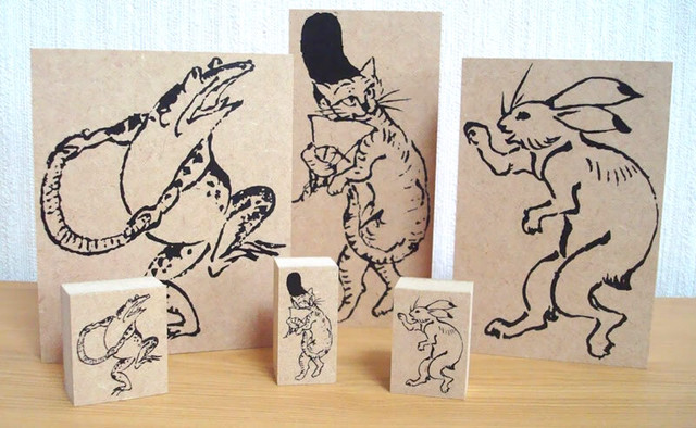 So0906 013 すたんぷえんオリジナルスタンプ 鳥獣戯画ネコ小 Alivehiyoko