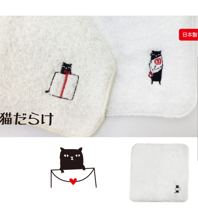 猫だらけ刺繍タオルハンカチ Lyckapalette