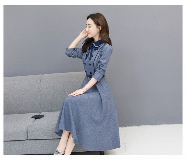 ロングワンピース ワンピ ニット 韓国 きれいめ コーデ 冬 秋冬 秋 40代 30代 通勤 30代 フォーマル 上品 長袖 無地 Aライン おしゃれ きれいめ オフィス 大人 大きいサイズ Dress Plaatje