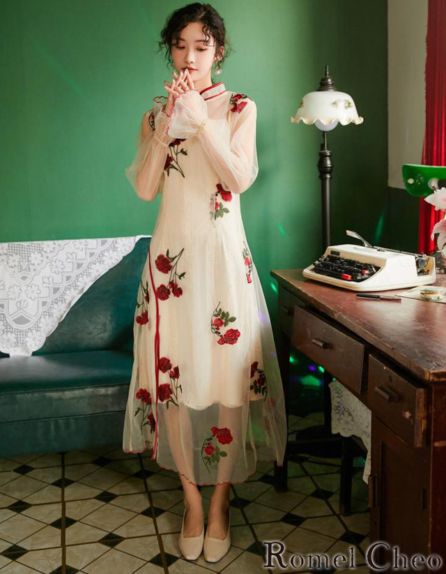 ランキング受賞 チャイナ風ワンピース レースローズ 激安ブランド Usedmobilehomes123 Com