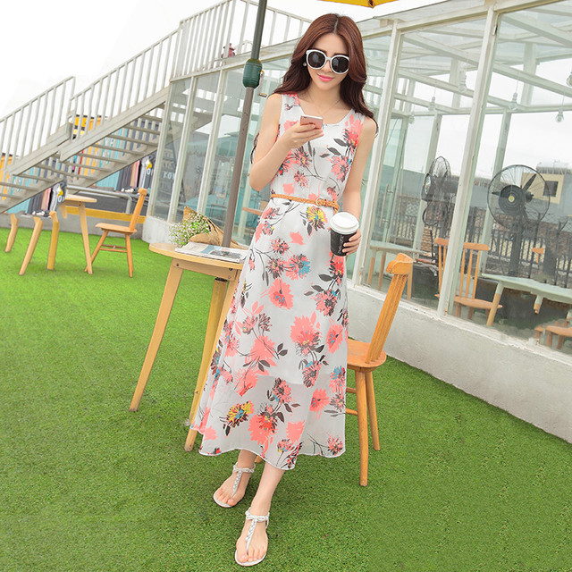 ワンピース 花柄 マルチパターン 幾何学柄 マルチカラー ノースリーブ ロング丈 ハイウエスト ウエストタイ フレア 大人可愛い エレガント 春コーデ 大人可愛い レディース シンプル 可愛い おでかけ デート 女子会 ウッディーベース1号店