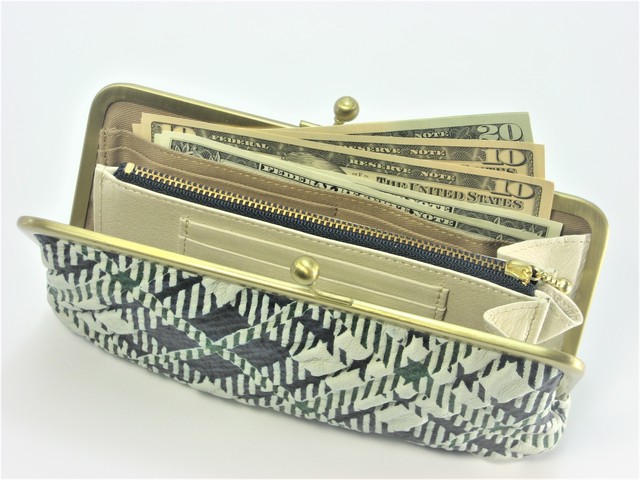 Afd アンチフォルムデザイン 日本製 革友禅染め 3color がま口長財布 チェック柄 Tz 01 豊岡製オリジナルバッグ製造販売 日本製 バッグ財布 専門店 レナ ジャパンメイド ショップ