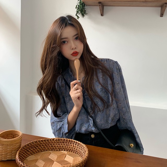 レトロコーデ 小花柄 長袖 ブラウス レディース フェミニン 清楚系 カジュアル シフォンブラウス トップス 秋 デート 着回し デイリー Ptnym3266 Shop Suba
