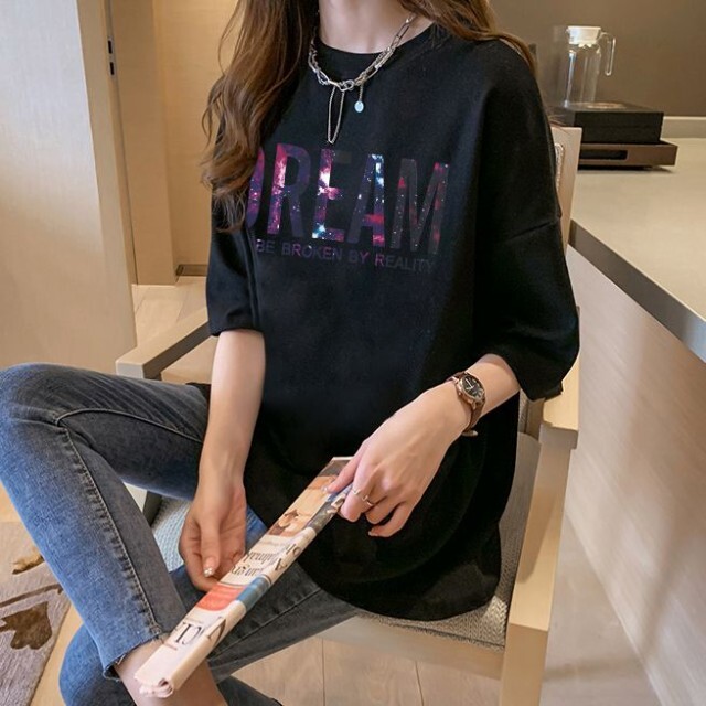 ｔシャツ トップス カットソー 半袖ｔシャツ 安い プチプラ Big オーバーサイズ ビッグ ロゴ 大きいサイズ A1192 Happinessshop ハピネスショップ レディース ファッション アイテム トレンド