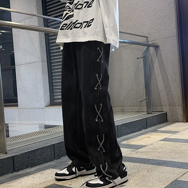 レースアップデニムパンツ 韓国メンズモードファッション 韓国メンズファッション通販サイト Modefreak モードフリーク