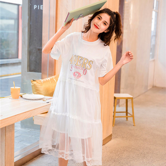 トレンドのシースルーでヘルシーに肌見せするtシャツワンピ Quatre 103