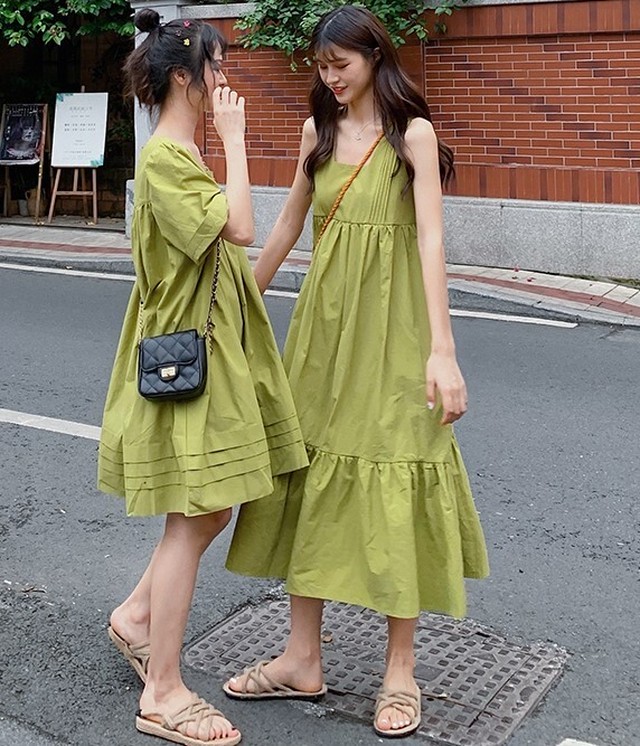 ワンピース 春夏 ノースリーブ ロング丈 レディース Aライン ふんわり ゆったり ガーリー フレアスカート プチプラ Ab1763 Valentina210