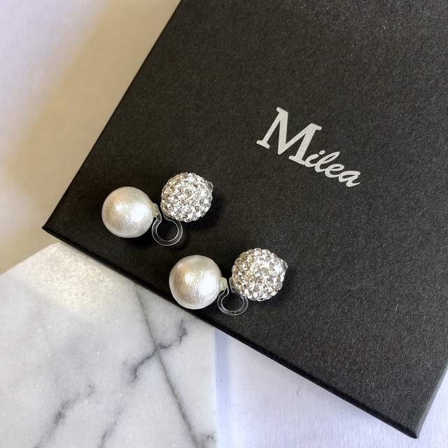 【ノンホールピアス】人気 リバーシブルコットンパールノンホールピアス アクセサリー