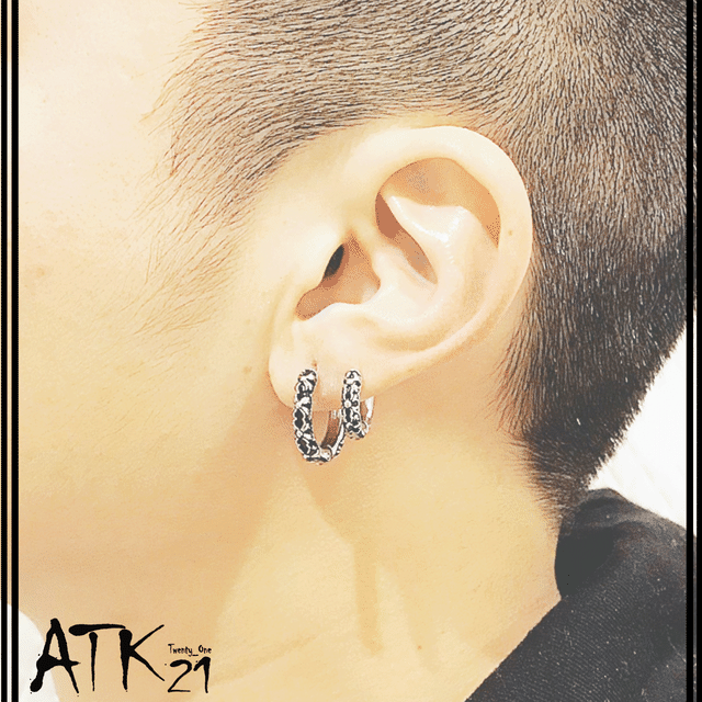 片耳用 1個売り アンティーク加工 クロスバンドフープピアス フープ ステンレス 16g メンズ レディース ユニセックス アクセサリー Mpss Atk21