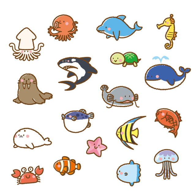 海 生き物 イラスト