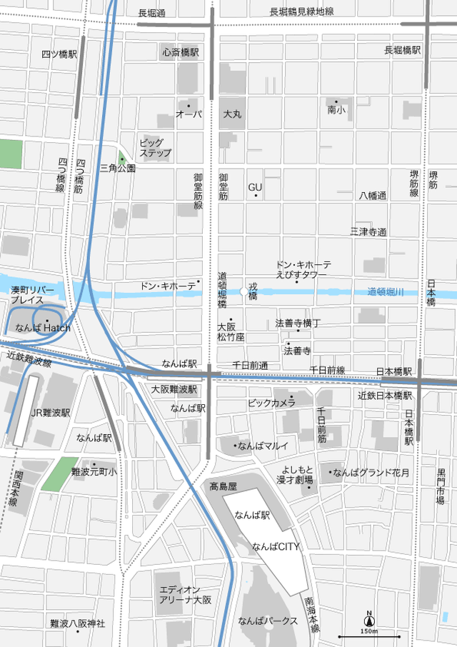 大阪 なんば 心斎橋 イラストレーターデータ Eps 地図素材をダウンロードにて販売するお店 今八商店