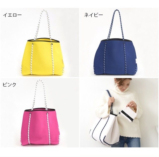 選べる7色ミニポーチ付ネオプレーントートバッグ ダイバー素材 マザーズバッグ ロンハーマン 西海岸 サーフ カリフォルニア マリン 海 ハワイアン アメリカン Locoloha ロコロハ