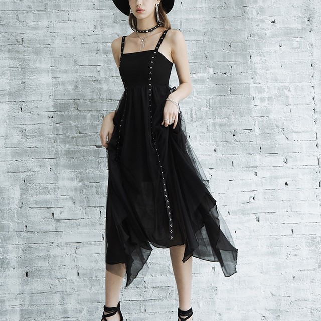 通常納期 Punkrave チュール ミドル キャミワンピース 黒 ゴシック パンク Bulkish ゴシック パンク 系ファッションのオンラインショップ