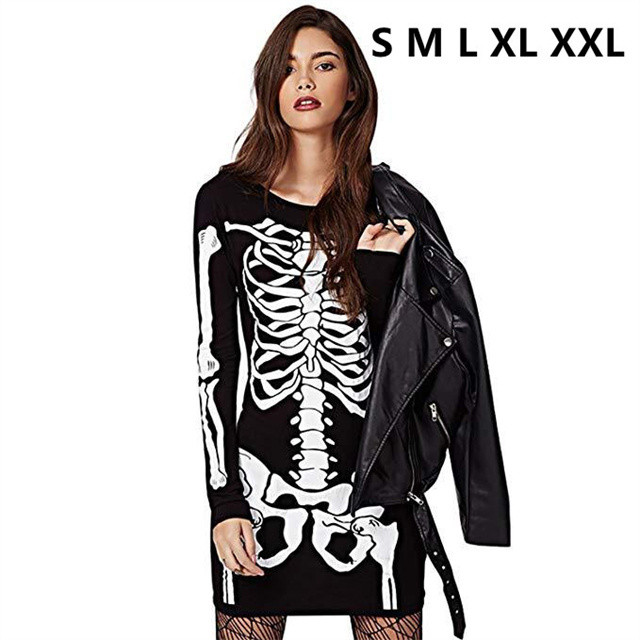 送料無料 ハロウィン コスプレ衣装ワンピース どくろ 大人用 骨 ホラー 骸骨 レディース ハロウィン用品コスチューム Jersey Girl