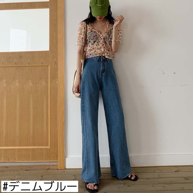 小人 ネコ 水分 ハイ ウエスト デニム ウエスト ゆるい Cest Chouette Jp