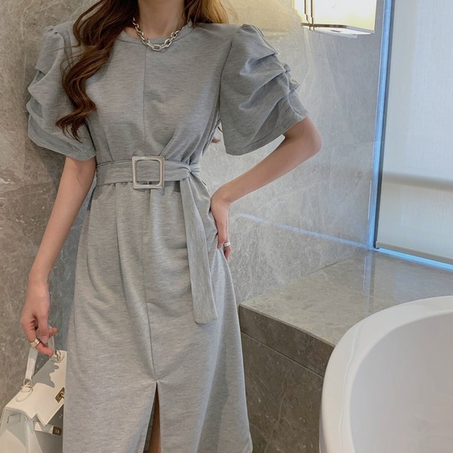 らくちんなのにお洒落に決まる 半袖スウェットワンピ Loner Select 韓国ファッション 海外ファッション セクシーコーデ ギャル服