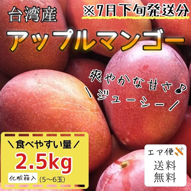 予約 7月下旬発送 台湾産 アップルマンゴー 2 5kg 5 6玉 入 送料無料 茉莉商店