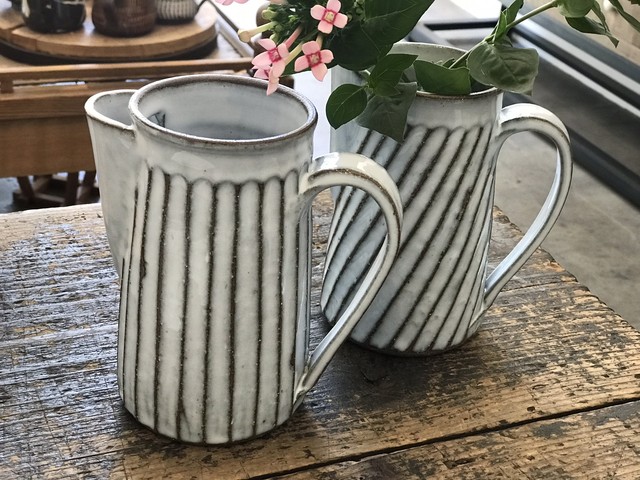 桜秋窯 水差し 花瓶 大 斜めストライプ うつわのわ田