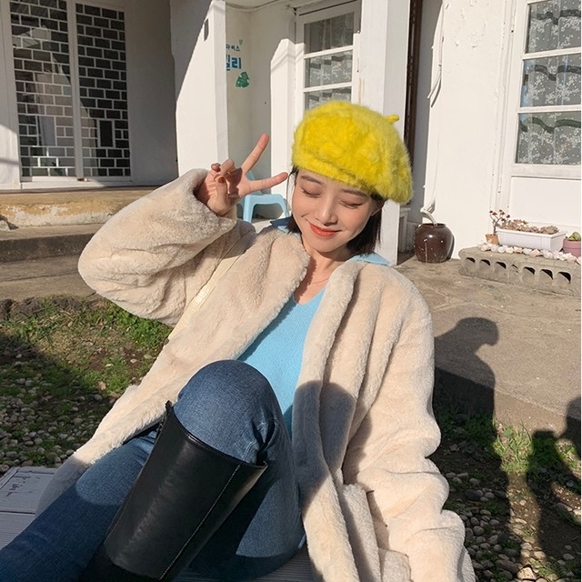 帽子 ファッション小物 ベレー帽 小物 無地 ふわふわ 暖かい もこもこ カジュアル ガーリー 秋 冬 大人 デート お出かけ 旅行 女子会 韓国 韓国ファッション オルチャン 可愛い レディース Fa756 Musubi Me 韓国 オルチャン レディースファッションのお店