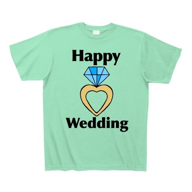 Happy Wedding 指輪イラスト 文字黒バージョン Yuresan1103