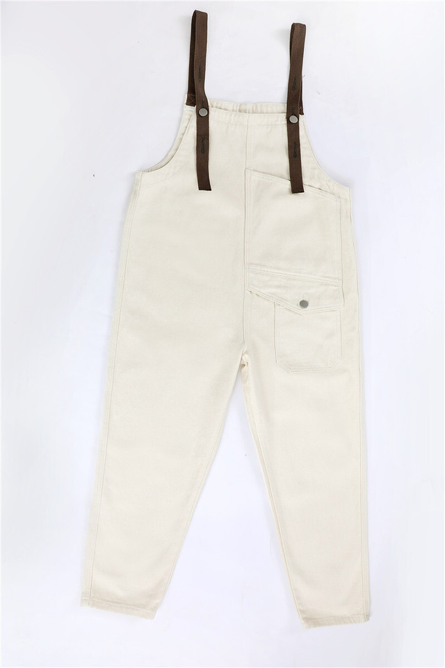 送料無料 レディース パンツ オーバーオール サロペット デニム ベージュ カジュアル 可愛い 無地 Ustr