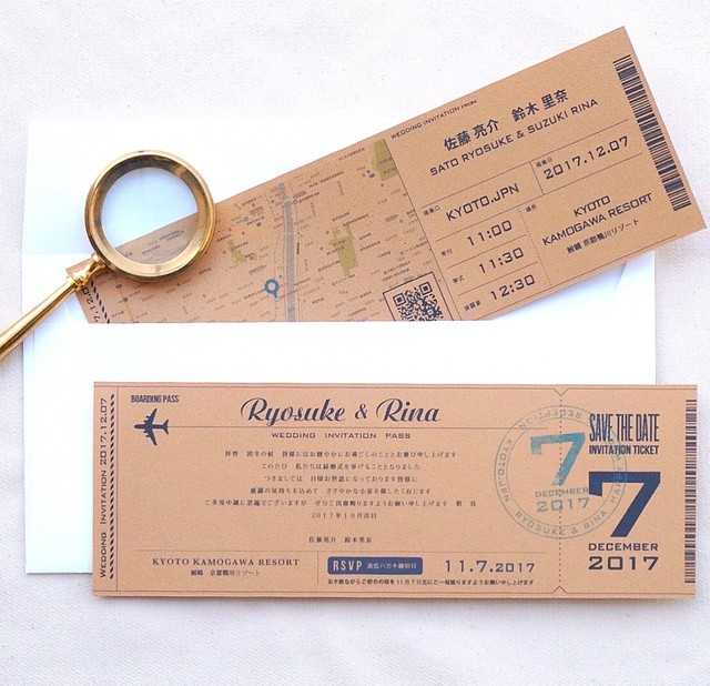 Flight Ticket招待状sample Travelシリーズ 結婚式 ウェディングペーパーアイテム 海外風 Nocco Wedding