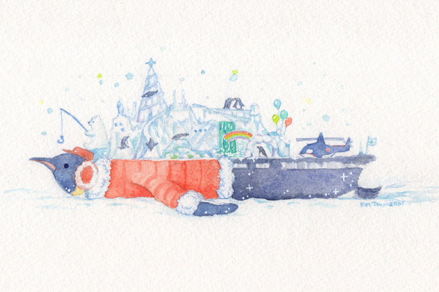 【南極ホタル堂】 原画「ペンギン艦-しらせ2 -」