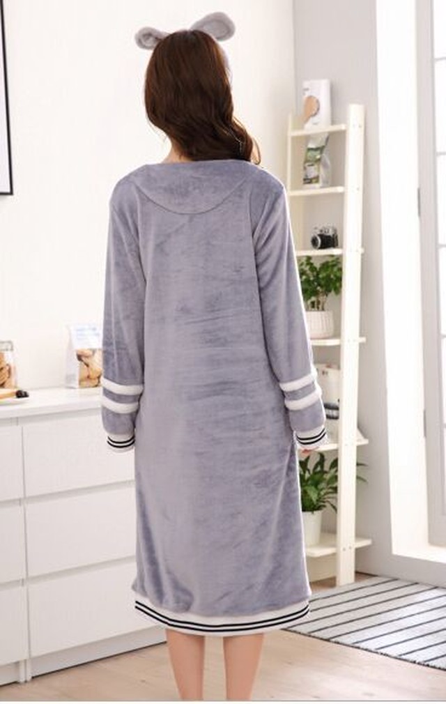 人気商品 レディース ワンピース 長袖 お洒落 ルームウェア もこもこ ワンピ ストライプ パジャマ Vネック 部屋着 レディース ニット Fashion