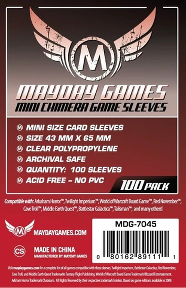 スリーブ Mini Chimera Sleeves 43 65 100枚 Mayday Games Sunnybird サニーバード