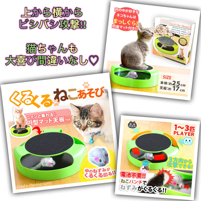 既製品 ペット用 くるくるねこあそび 電池不要 猫雑貨 みゅう みゅう