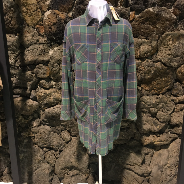 ロングコートチェックシャツジャケメンズｌ寸 表生地ダメージ加工 新品未使用品 Fclub