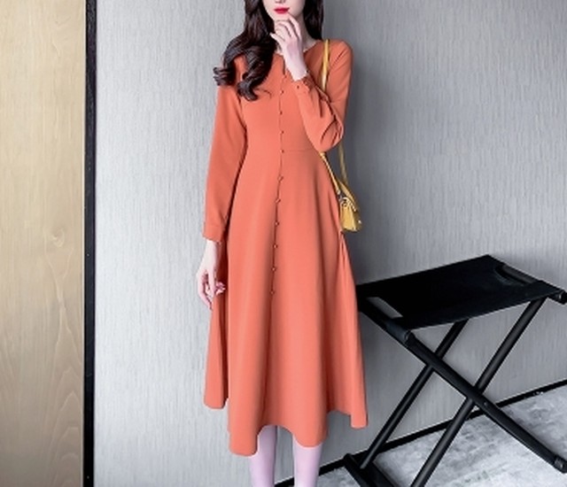 シンプルワンピース長袖 Kazzu