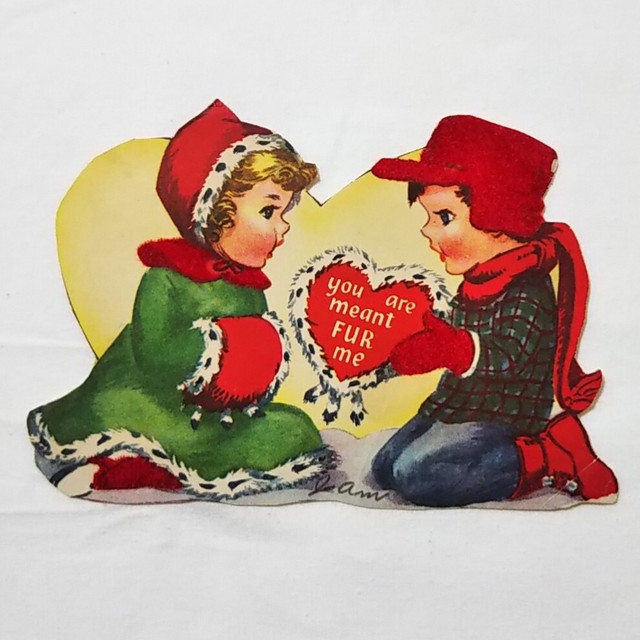 Vintage Valentine Card 女の子にハートを差し出す男の子 バレンタインカード 1950年代 Greeting Card グリーティングカード バレンタインデー ヴィンテージ ライナス ブランケット