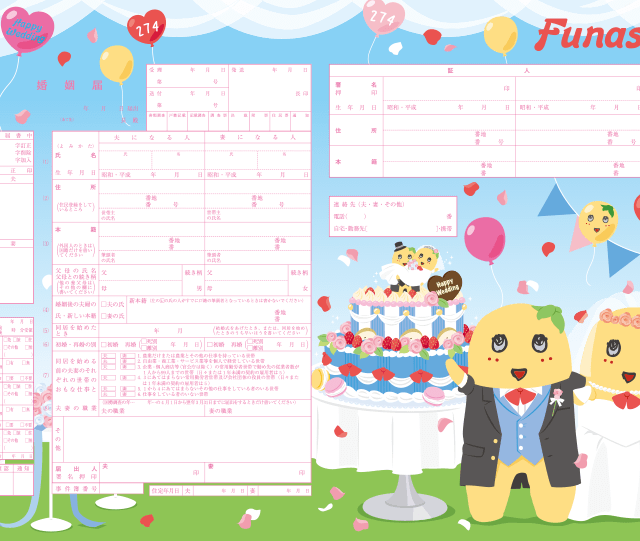 令和 キャラクター婚姻届 ふなっしー Funassyi Pear Wedding No 335 婚姻届 出生届製作所