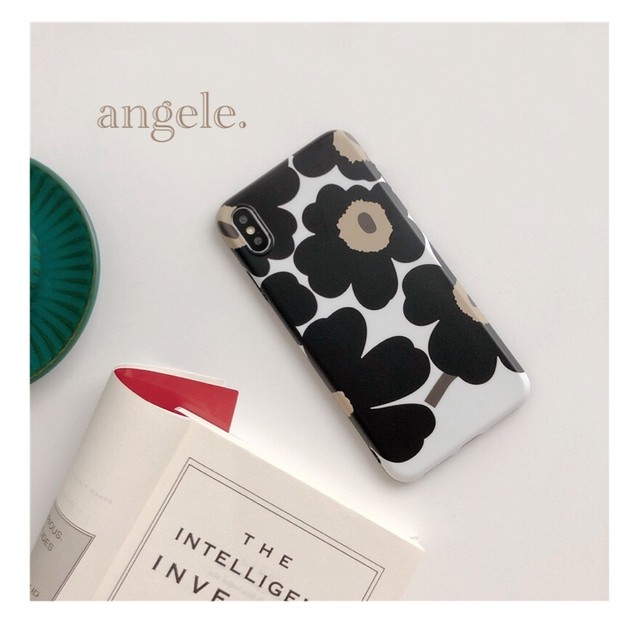 予約 Iphone Case Flower Black Iphone ケース アイフォン携帯ケース シンプル マリメッコ風 大人可愛い Angele