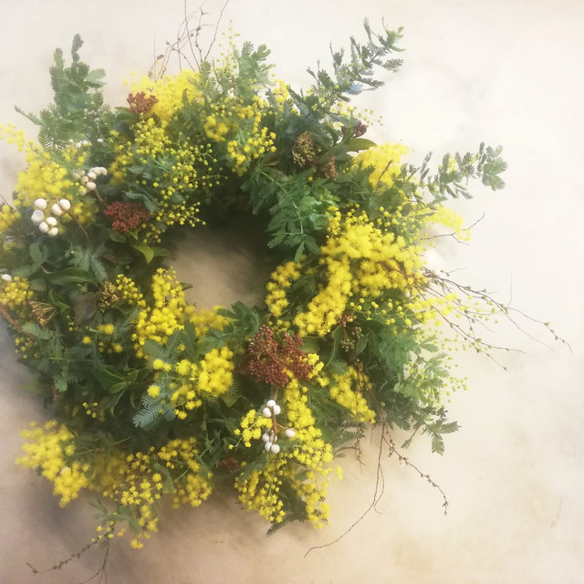 Mimosa Wreath 季節のリース ミモザ Flowertakase Atelier