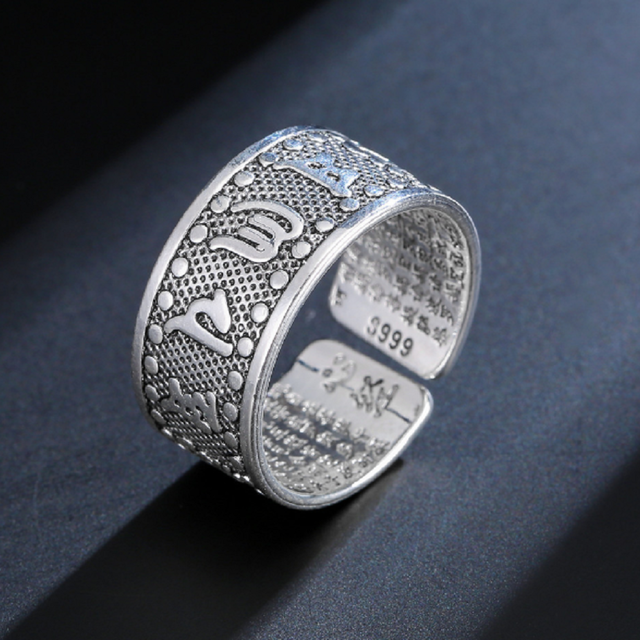 梵字 般若心経 フリーサイズリング 指輪 シンプル お洒落アイテム リング ステンレス かっこいい 韓流 かわいい リングセット メンズ レディース 男性 女性 男女兼用 ユニセックス プレゼント ギフト Aio Online Store