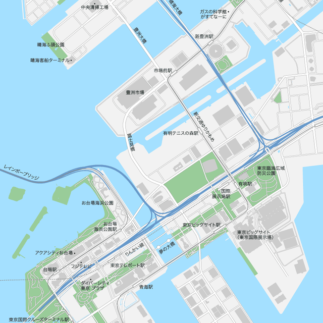 東京 豊洲 お台場 Pdfデータ マップ作成素材 地図素材をダウンロードにて販売するお店 今八商店