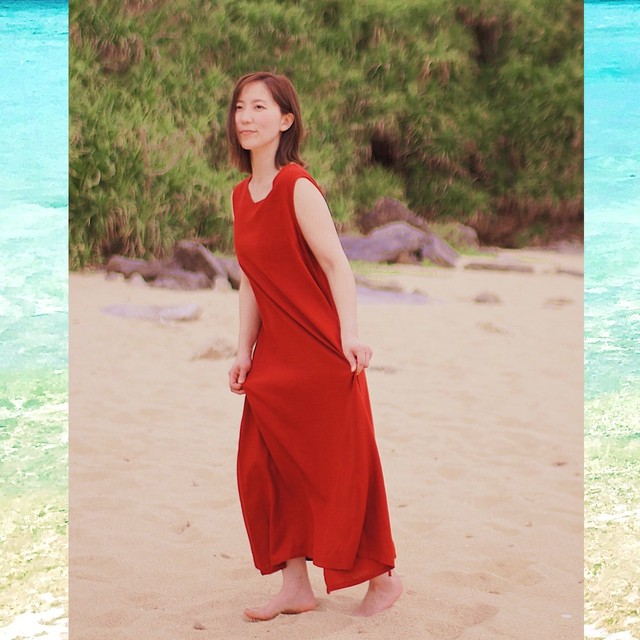 ノースリーブワンピース ヘンプシルク Red 赤 Mahina Aloha E Shop
